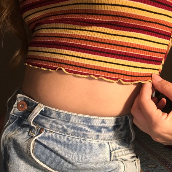 Multicolor Fall Striped Tilly’s Crop Top - Picture 1 of 3